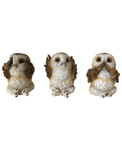 Σετ αγαλματίδια Nemesis Now Adult: Gothic - Three Wise Brown Owls, 7 cm - 1