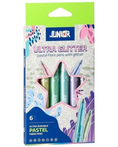Σετ μαρκαδόρους Junior - Ultra Glitter, 6 παστέλ χρώματα - 1