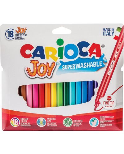 Σετ μαρκαδόροι που πλένονται Carioca Joy - 18 χρώματα - 1