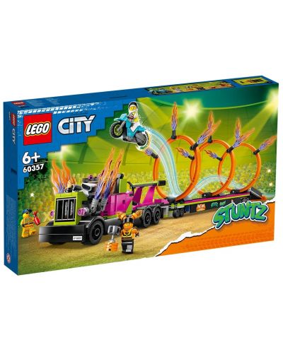 Κατασκευαστής LEGO City - Πρόκληση φορτηγού για ακροβατικά και δαχτυλίδι φωτιάς (60357) - 1