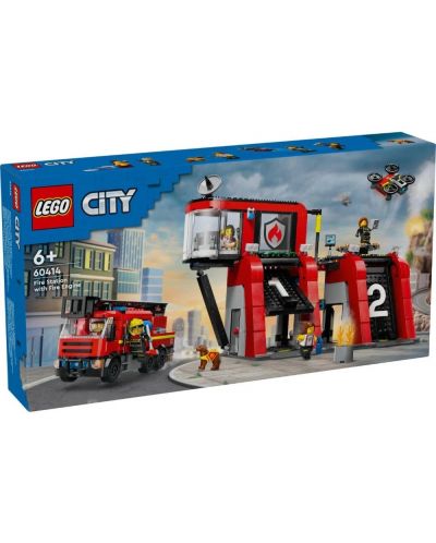Κατασκευαστής LEGO City - Πυροσβεστικός σταθμός με πυροσβεστικό όχημα (60414) - 1