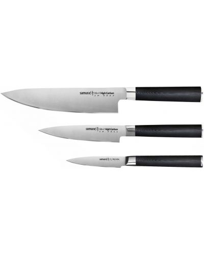 Σετ 3 μαχαιριών σε δώρο συσκευασία Samura - MO-V, μαύρη λαβή - 1