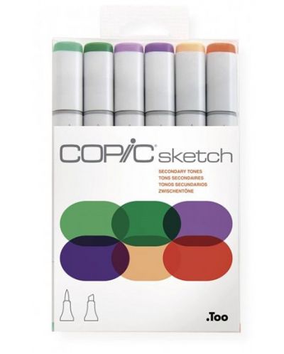 Σετ μαρκαδόρων Too Copic Sketch - Δευτερεύοντες τόνοι, 6 χρώματα - 1