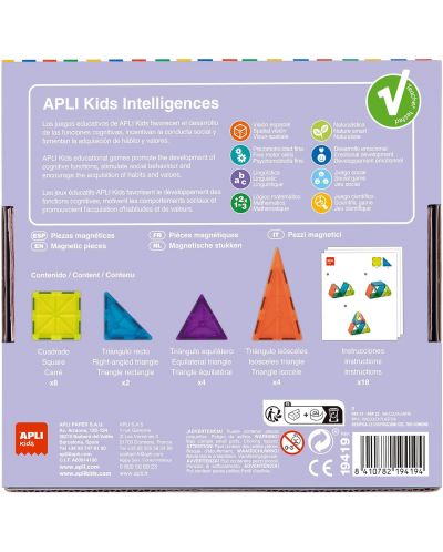 Κατασκευαστής Apli Kids - Με διαφανή μαγνητικά πλακάκια, 18 μέρη - 2