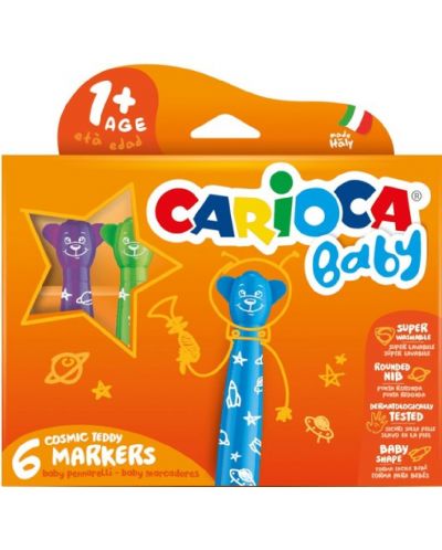 Σετ μαρκαδόροι Carioca Baby - Teddy, 6 χρώματα - 1
