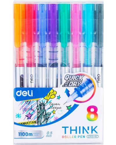 Σετ στυλό Deli Think - EQ300-8C, 8 χρώματα - 1