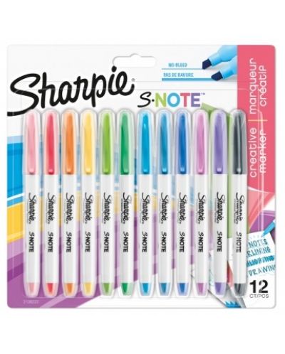 Σετ μόνιμων μαρκαδόρων Sharpie - S-Note, 12 χρώματα - 1