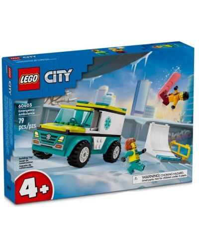 Κατασκευαστής LEGO City - Ασθενοφόρο έκτακτης ανάγκης και snowboarder(60403) - 1