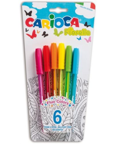 Σετ χρωματιστά στυλό Carioca - Fiorella, 6 χρώματα - 1