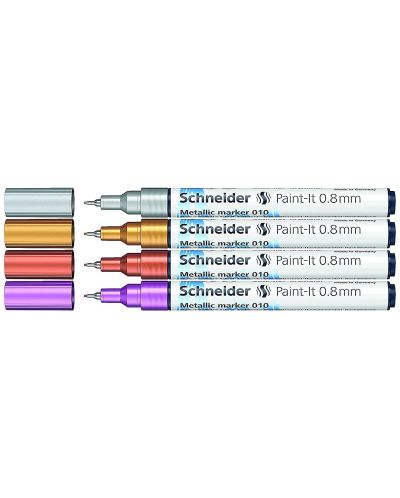 Σετ μεταλλικοί μαρκαδόροι Schneider Paint-It - 010, 0.8 mm, 4 χρώματα - 1