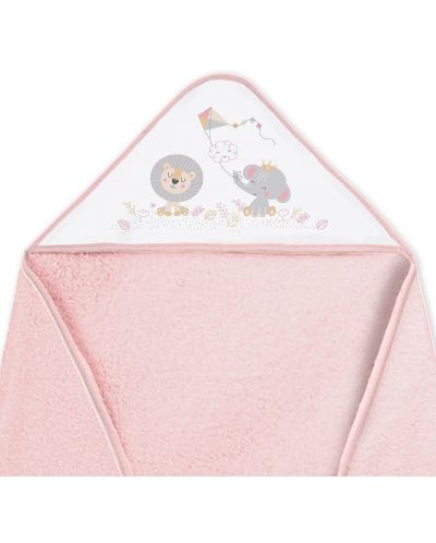 Σετ παιδικής πετσέτας με σαλιάρα  Interbaby - Cachirulo Pink, 100 x 100 cm - 2