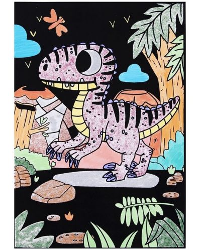 Σετ βελούδινου χρωματισμού Tooky Toy- Δεινόσαυρος - 1