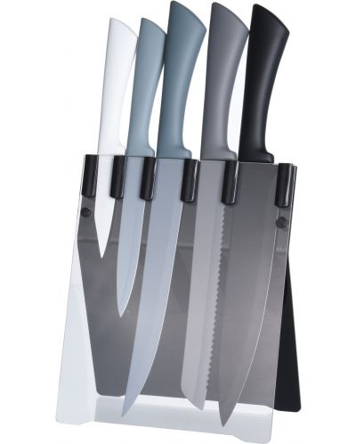 Σετ 5 μαχαίρια κουζίνας H&S -με βάση, πολύχρωμο - 1