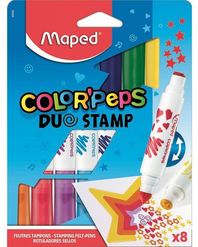 Σετ μαρκαδόροι Maped Color Peps Duo - 8 χρώματα, με σφραγίδες - 1