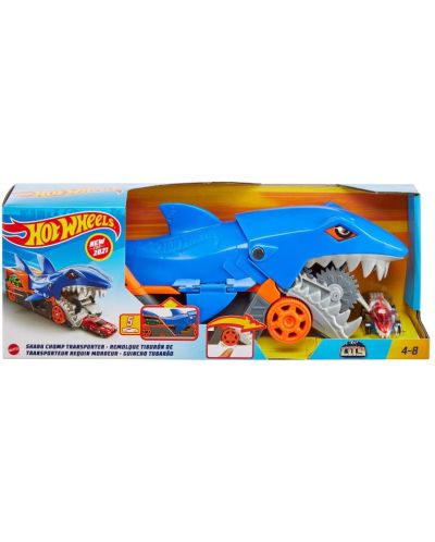 Σετ  Mattel Hot Wheels -Μεταφορέας αυτοκινήτου καρχαρίας, με 1 αυτοκίνητο - 1