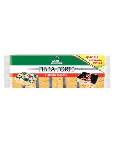 Σετ Σφουγγάρια κουζίνας Domi - Fibra Forte, 5 τεμ, κίτρινο - 1