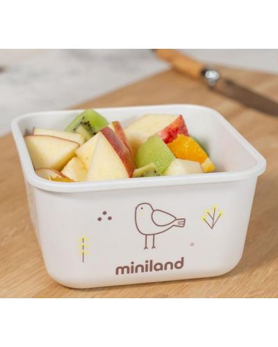 Δοχεία τροφίμων Miniland - Eco Friendly, 2 х 400 ml,πουλί - 3