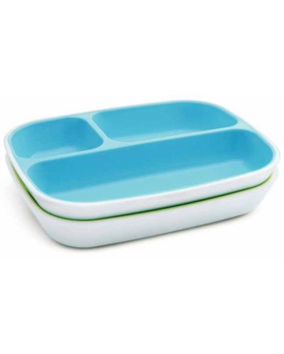 Σετ Munchkin - 2 πιάτα με θήκες, πράσινο και μπλε - 4