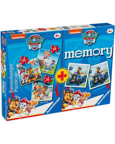 Σετ 3 παζλ και παιχνίδι μνήμης Ravensburger - Paw Patrol - 1