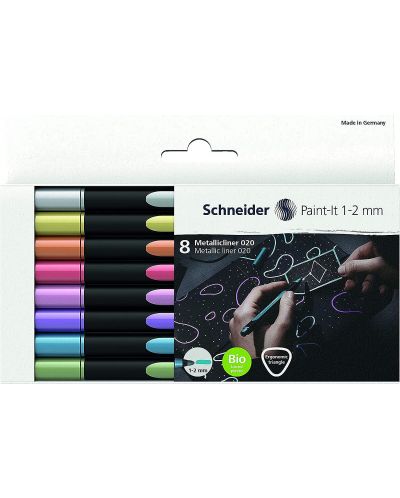 Σετ μεταλλικοί μαρκαδόροι Schneider Paint-It - 020, 1.0-2.0 mm, 8 χρώματα - 2