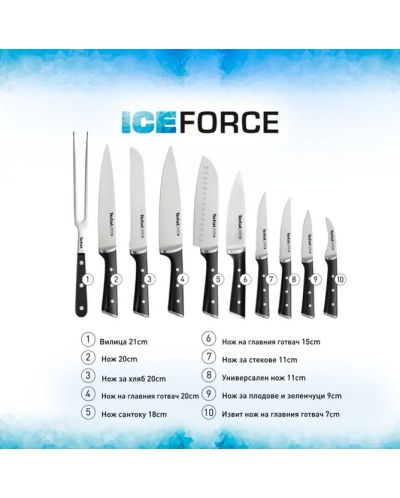 Μαχαίρια σε ξύλινη βάση Tefal - Ice Force K232S574, 6 τεμ. - 8