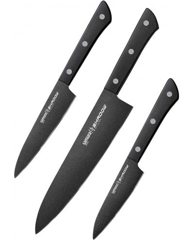 Σετ 3 μαχαίρια Samura - Shadow, μαύρη αντικολλητική επίστρωση - 1