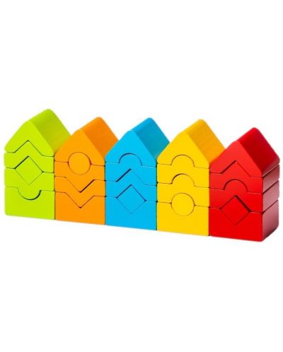 Σετ ξύλινα μπλοκ Cubika - Χρωματιστοί πύργοι, 25 τεμάχια - 2