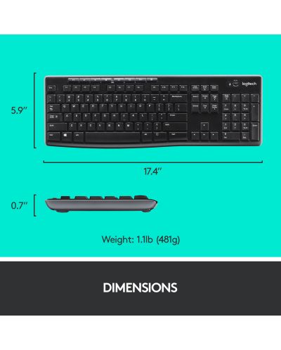 Σετ ασύρματο ποντίκι και πληκτρολόγιο Logitech- MK270, μαύρο - 8