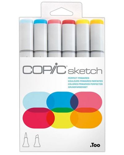 Σετ μαρκαδόρων Too Copic Sketch - Βασικοί φωτεινοί τόνοι, 6 χρώματα - 1