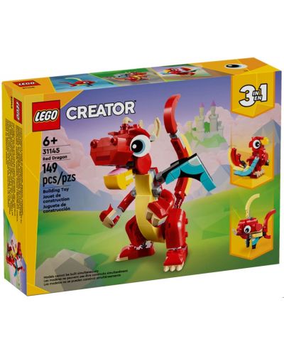 Κατασκευαστής LEGO Creator 3 σε 1 - Κόκκινος δράκος(31145) - 1