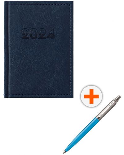 Σετ ημερολόγιο - σημειωματάριο Europe - Μπλε, με στυλό Parker Royal Jotter Originals, μπλε - 1