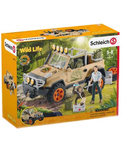 Σετ φιγούρων Schleich Wild Life - Αυτοκίνητο 4 x 4, με πίθηκος - 3