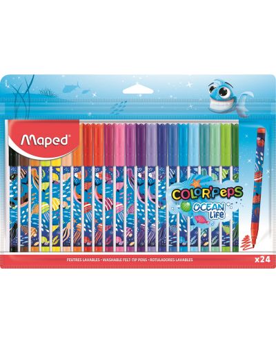 Σετ μαρκαδόρων Maped Color Peps - Ocean Life, 24 χρώματα - 1