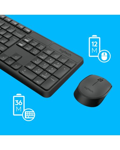 Σετ ασύρματο ποντίκι και πληκτρολόγιο Logitech - MK235, 2.4GHZ, μαύρο - 3