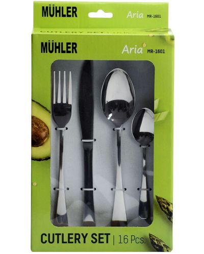 Σετ μαχαιροπίρουνα Muhler - Aria MR-1601, 16 τεμάχια, ασήμι - 2