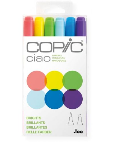 Σετ μαρκαδόρων Too Copic Ciao - Έντονες αποχρώσεις, 6 χρώματα - 1