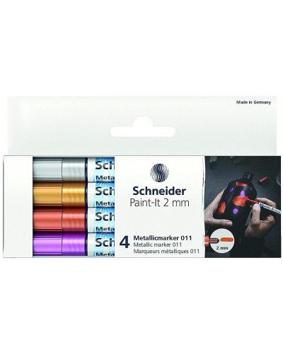 Σετ μεταλλικοί μαρκαδόροι Schneider Paint-It - 011, 2.0 mm, 4 χρώματα - 2