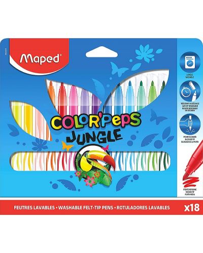 Σετ μαρκαδόροι Maped Color Peps - Jungle, 18 χρώματα - 1