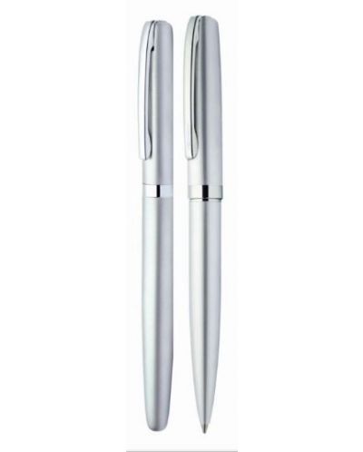 Σετ στυλό και στυλό με δερμάτινη θήκη Online Elegance - Silver - 2