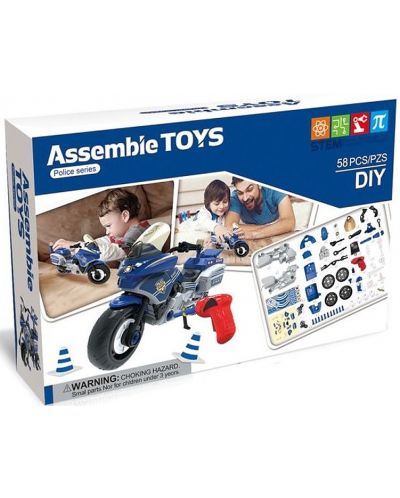 Κατασκευαστής Raya Toys - Αστυνομική  μηχανή  με φώτα και ήχους, 58 εξαρτήματα - 2