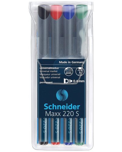 Σετ 4 έγχρωμους μαρκαδόρους Schneider μόνιμος OHP Maxx 220 S, 0.4 mm - 1