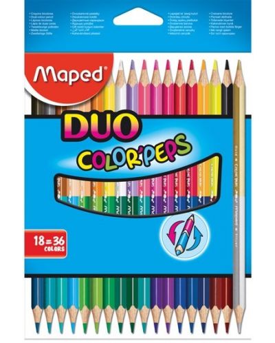 Σετ χρωματιστά μολύβια Maped Color Peps - Duo, 18 τεμάχια, 36 χρώματα - 1
