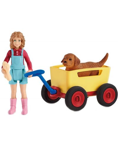 Σετ φιγούρων  Schleich Farm Life - Κορίτσι με σκύλο και καρότσι - 1