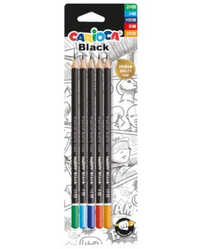 Σετ μολύβια Carioca - Μαύρο, 5 τεμάχια - 1