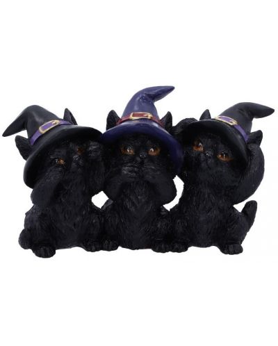 Σετ αγαλματίδια Nemesis Now Adult: Humor - Three Wise Black Cats, 11 cm - 1