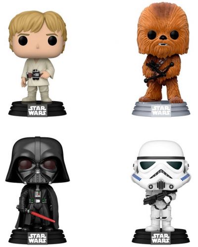 Σετ  φιγούρες  Funko POP! Movies: Star Wars - Luke Skywalker, Chewbacca, Darth Vader & Stormtrooper (Flocked) (Special Edition) - 1