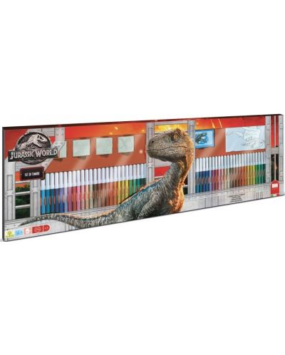 Σετ ζωγραφικής Multiprint - Jurassic, 4 σφραγίδες και 60 μαρκαδόροι - 1