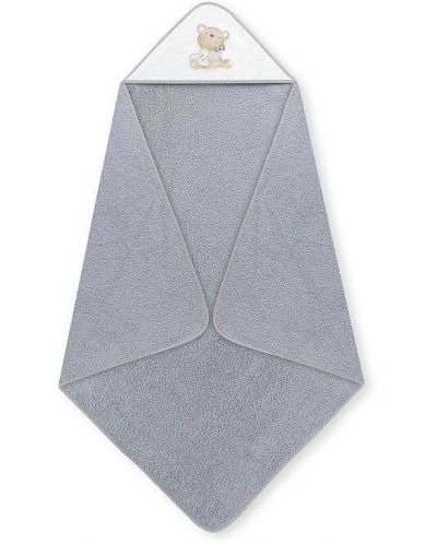 Σετ βρεφική πετσέτα με χτένα και βούρτσα Interbaby - Love you Grey, 100 x 100 cm - 2