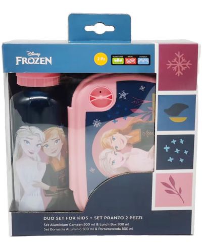 Σετ μπουκάλι  και κουτί φαγητού Disney - Frozen, ροζ - 1
