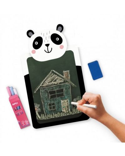 Σετ πίνακα ζωγραφικής και χρωματιστές κιμωλίες Apli Kids - Panda - 3